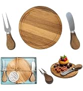 GOLYHEL 1 Set Baby Shower Prizes for Game Winners, Acacia Wood Cheese Board Set Mini Charcuterie ...