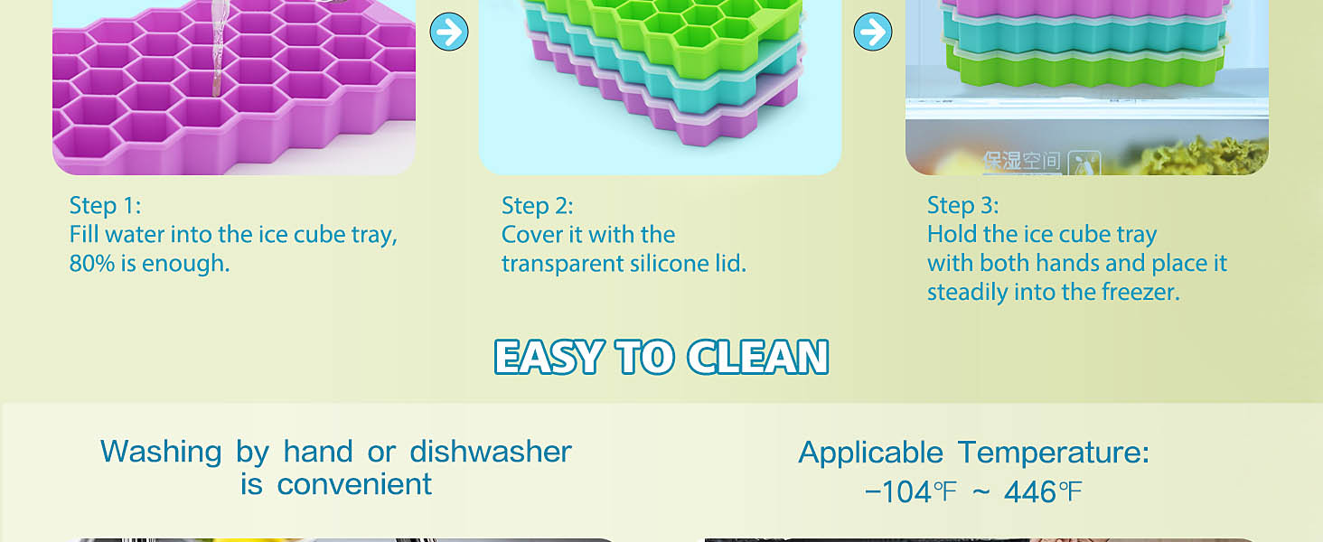 3 Pack Ice Cube Tray with Lid