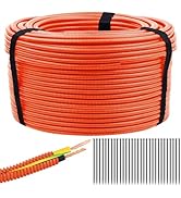 250FT Orange Split Wire Loom Tubing, 3/8 Inch Wire Protector Tubing, Automotive Wire Flexible Con...