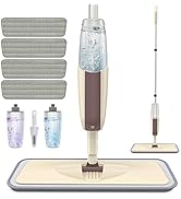 HOMTOYOU Spray Mop for Floor Cleaning: Wet Mop with 4 Washable Microfiber Pads and 2 Refillable B...