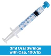ONE-CARE 3ml Oral Syringe with Cap - Sterile, Individually Wrapped - 100 Syringes, Slip Tip, Uses...