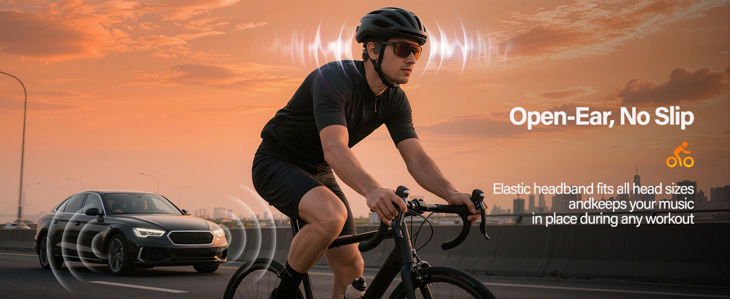 Open ear bone conduction headphones for cycling safety and road workout