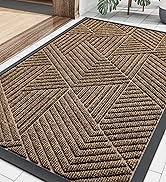 Smiry Front Door Mat Outside Entrance, Heavy Duty Sturdy Natural Rubber Doormat, Trap Dirt and Mo...