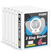 3 Ring Binder 1.5 Inch, PANDRI 6 Pack 1.5-Inch Binder Fits Letter Size 8.5'' x 11'' Paper, Versat...