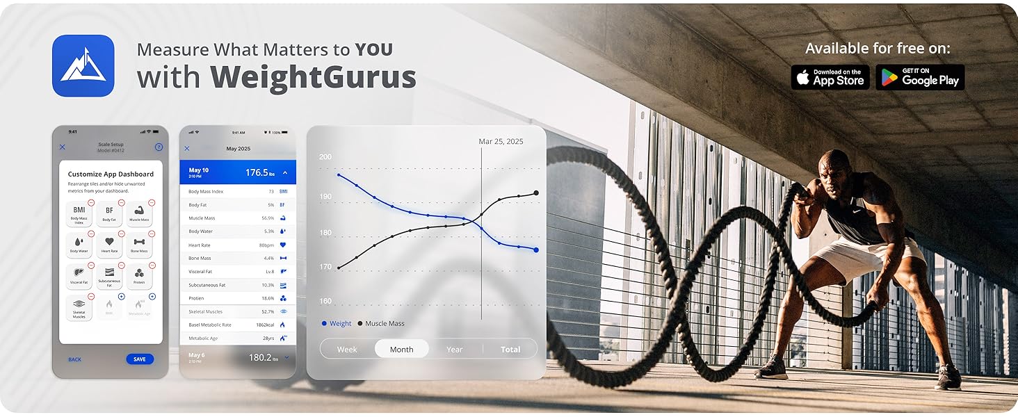 weightgurus smart scale app with advanced body metrics progress graphs and fitness tracking