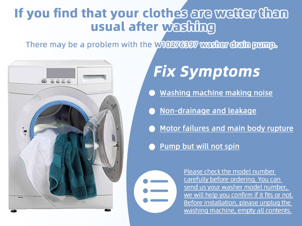 W10276397 Washer Drain Pump Replacement Part - Fit For Whirlpool Kenmore Amana Washers