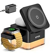 KPON for iPhone Nightstand Charging Station,15W 3 in 1 Wireless Phone Charger Stand with Night La...