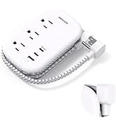 Flat Plug Power Strip, USB C Travel Power Strip Ultra Flat Extension Cord - 3 Outlets with 3 USB ...