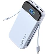 LENGSUM Portable Charger Power Bank 32000mAh with Built in Cables, PD3.0 USB C Fast Phone Charger...