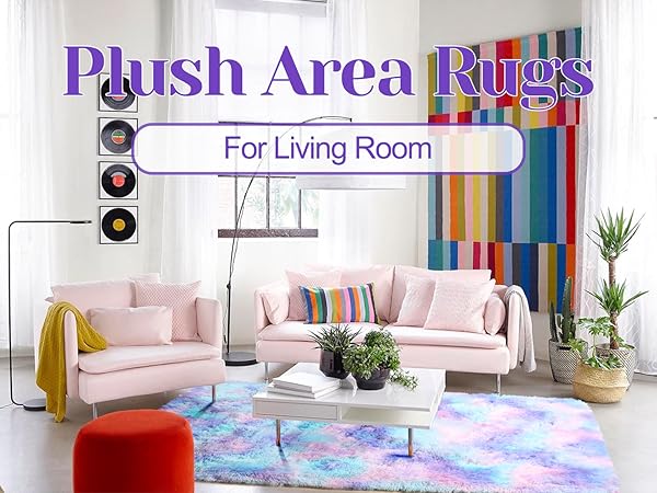 Rainbow Colorful Area Rugs for Bedroom Girls