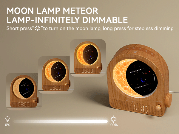3-level brightness adjustment for the digital clock screen (press SNOOZE)