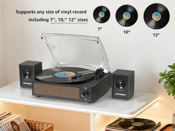 record player for vinyl with speakers