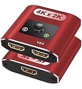HDMI Switch Splitter 4K@60Hz, Aluminum Bi-Directional HDMI 2.0 Switcher, HDMI Splitter 1 in 2 Out...