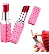 Cute Lipstick Lighter, 2 Pack Soft Flame Refillable Butane Lighter with Flame Adjustment Tool, Un...