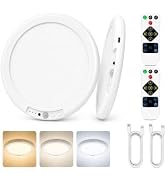 2 Pack Rechargeable Motion Sensor LED Ceiling Light with Remote, 3CCT Dimmable Magnetic Wireless ...