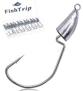 FishTrip Bullet Jig Head Weighted Hooks,10pcs Texas Rigs EWG Hooks for Bass Fishing Saltwater 1/1...