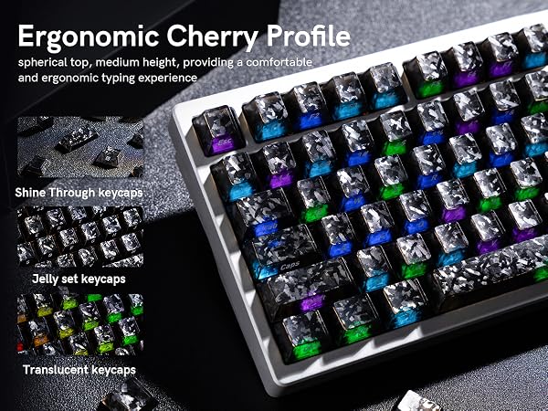 Clear keycaps,Translucent keycaps,Shine Throug Key caps,Side Print,Cherry Profile custom Keycaps