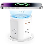 BTU Pop Up Outlet for Countertop with 15W Wireless Charger, 20W USB C Fast Charging &amp; 4 AC Outlet...
