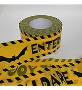 Ni-JASW Yellow Enter If You Dare Warning Tape 3 inch x 656 feet, Heavy Duty Halloween Warning Cau...