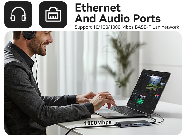 dongle adapter usb c hub with 2 hdmi docking station