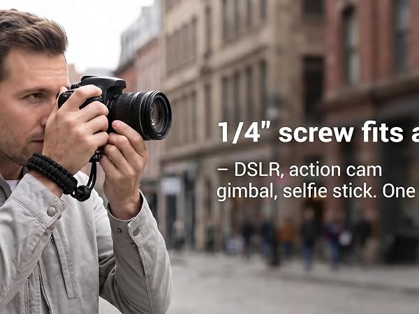 Cushioned screw pad – Protects camera body from scratches. No metal on metal.
