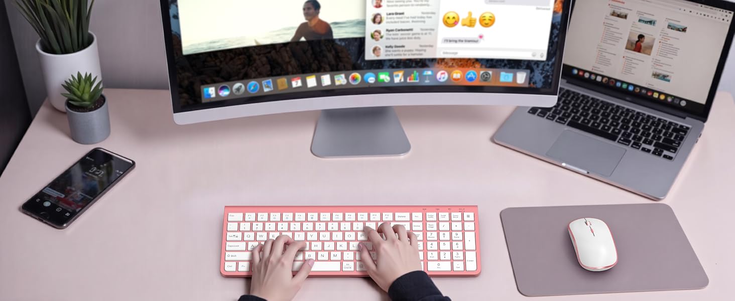 pink wireless keyboard and mouse
