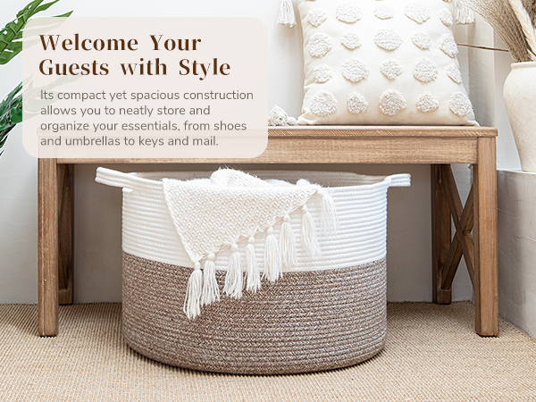 INDRESSME XXXLarge Cotton Rope Basket