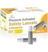 CareLiving Safety Lancets, 100 Count Sterile, Push Button Activated, 30 Gauge Needle, 1.8 mm, Sin...