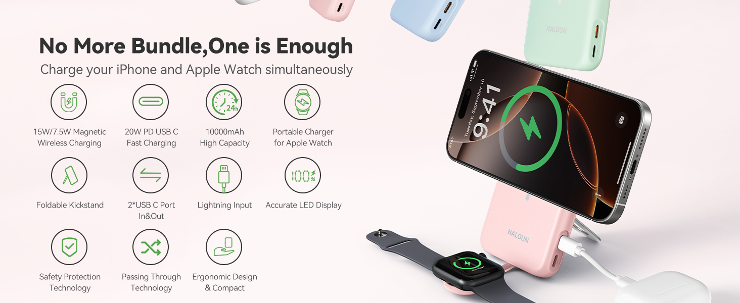 Haloun Magnetic Power Bank pink-2