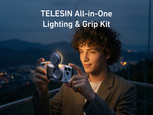 magnetic phone camera grip with selfie light