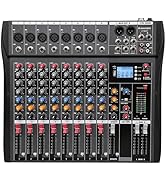 K-mxerpro 8 Channel Professional Audio Mixer DJ Console Sound Board With 48V Phantom Power,USB Au...