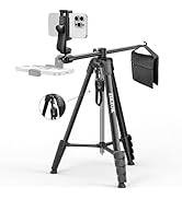 68" Phone Tripod for Overhead Shots, Horizontal Tripod, Tripod Stand for iPhone with Wireless Rem...
