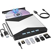 External Blu Ray Drives, 4K Portable Blu Ray Burner USB 3.0 Type-C UHD BD Player with SD/TF Port,...