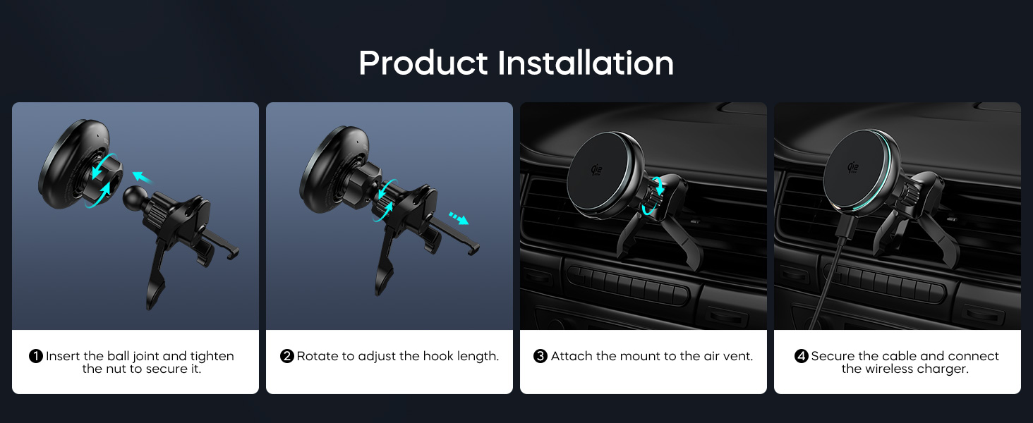 25W Car Wireless Charger, Magnetic Car Phone Holder