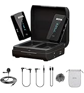 BOYA Wireless Lavalier Microphone System 2.4G Dual-Channel Lapel Microphones with Charging Case f...