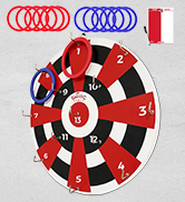 Hook Darts Ring Toss Game ? Wood Board &amp; Soft Rings ? 20+ Games Included for Kids &amp;...