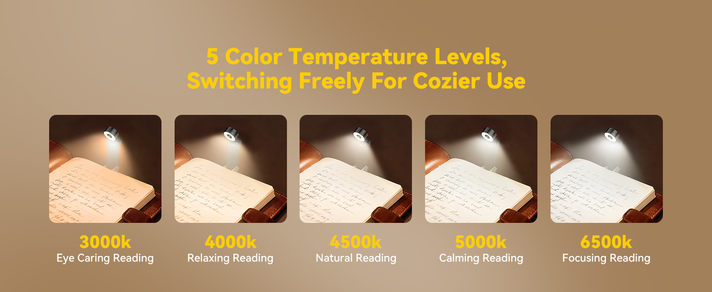 Reading lamp with 5 color temperatures that switch freely for a cozier, more comfortable use