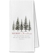 ChissNook Christian Merry Christmas Tree Kitchen Towels, Psalm 96:11 Bible Verse Dish Towels Dryi...