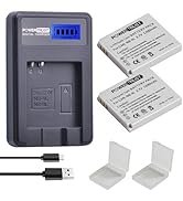 PowerTrust 2-Pack 1200mAh 3.7v NB-4L Battery and LCD USB Charger for Canon PowerShot ELPH 100 HS,...