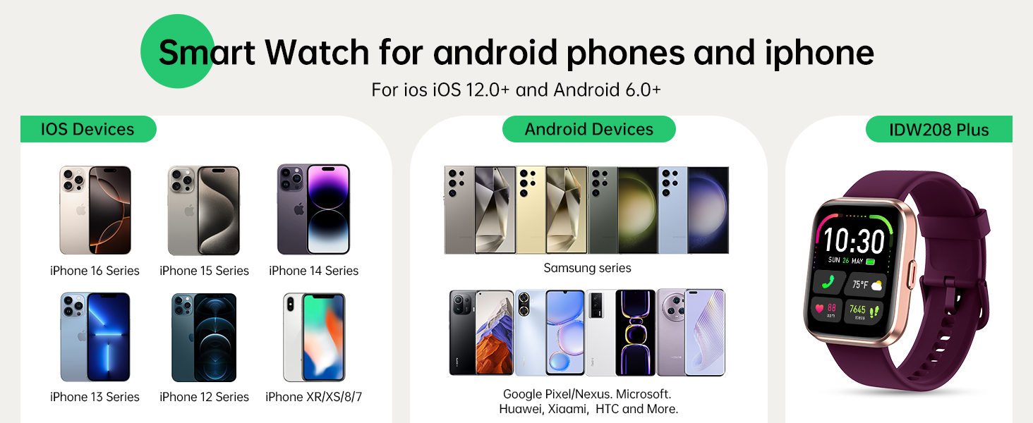 smart watch for android phoens and iphones