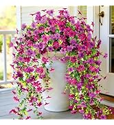 CCILAND 2 PCS Artificial Hanging Flowers for Outdoors, Fake Flower Plants UV Resistant Faux Hangi...