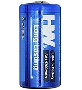 HW CR123A 3V Lithium Battery, [6-Pack] 1700mAh High Capacity 123 Batteries, 3 Volt CR17345 for Fi...