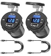 96W USB 12V Outlet 3 Port (with 2 Type c Cable): Multi USB C Car Charger Adapter Dual PD30W & QC3...