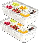 Mano 2pack Serving Trays for Party Divided Veggie Tray with Lid Sealed Sectioned Fruit Snack Serv...