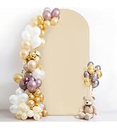 HEMMOTOP 7.2 ft Beige Arch Backdrop Cover, Spandex Arch Covers Stretchy Backdrop for Balloon, Wed...