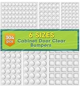 ONUEMP 304pcs Cabinet Door Bumpers Clear, Adhesive Rubber Feet Silicone, Sound Dampening Door Sla...