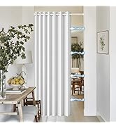 HMYI White Total Blackout Pinch Pleated Curtain 96 Inch Long, Full Shading Curtain for Windows, F...