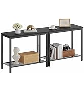 Hoctieon 2 Tier End Table, Sofa Side Table, Narrow Side Shelf with Storage, Slim Nightstand for S...