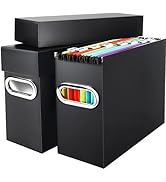 Naleyber File Organizer Box with Lid, Collapsible Hanging File Folder Storage Boxes for Documents...