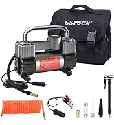 GSPSCN Tire Inflator Heavy Duty Double Cylinders, Portable Metal DC 12V Air Compressor - Car Acce...